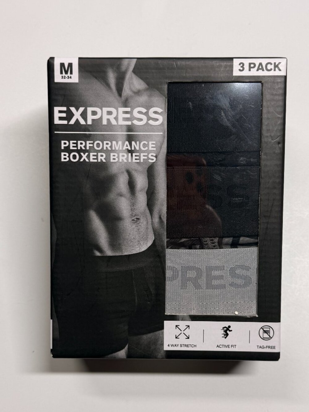NWT Express Perfomance Microfiber Boxer Briefs - Medium - Multi Colors - 3 Pack